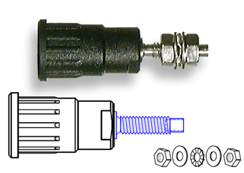 4mm Push-In Panel Socket M4 Threaded Stud